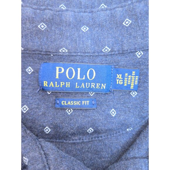 Polo Ralph Lauren Mens Classic Fit Diamond Print Polo XL Navy Blue - Picture 5 of 8